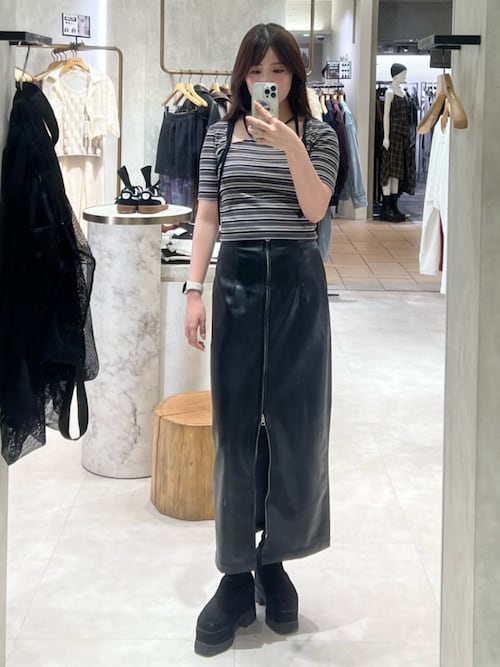 マルチウェイナローフェイクレザースカート（スカート）｜MURUA