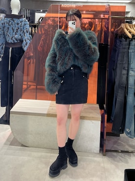 「厚底ブーツ」｜「アイテム（ブルゾン）」を使った、田中音羽さん（レディース・163cm）の秋コーディネート