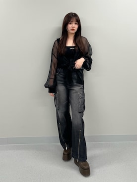 「MURUA（ムルーア）のアイテム」を使った、田中音羽さん（レディース・163cm）の夏コーディネート