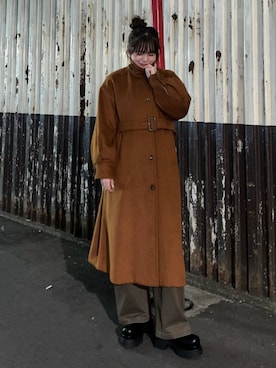 「MURUA（ムルーア）のアイテム」を使った、田中音羽さん（レディース・163cm）の冬コーディネート