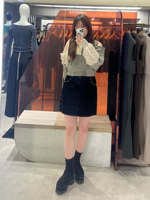 MURUA フロッキーデニムミニスカート フロッキーデニムミニスカート【セット販売対象】[品番