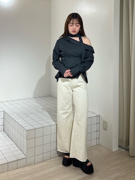 「MURUA（ムルーア）のアイテム（トップス）」を使った、田中音羽さん（レディース・163cm）の春コーディネート