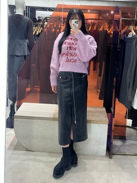 「MURUA（ムルーア）のアイテム（スカート）」を使った、田中音羽さん（レディース・163cm）の秋コーディネート