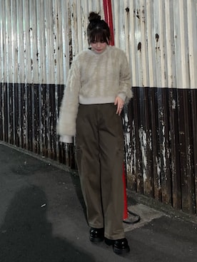 「MURUA（ムルーア）のアイテム」を使った、田中音羽さん（レディース・163cm）の冬コーディネート