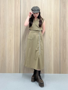 「アイテム（キャスケット）」を使った、田中音羽さん（レディース・163cm）の夏コーディネート