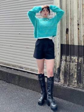 「MURUA（ムルーア）のアイテム」を使った、田中音羽さん（レディース・163cm）の秋コーディネート