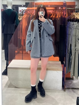 「MURUA（ムルーア）のアイテム」を使った、田中音羽さん（レディース・163cm）の冬コーディネート