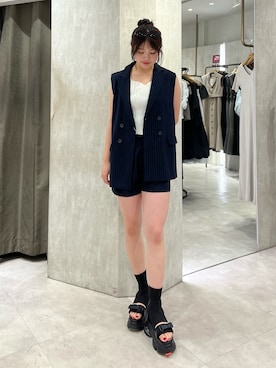 「ジレ」｜田中音羽さん（レディース・163cm）の夏コーディネート