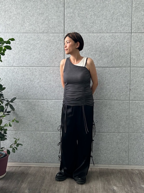 タンクトップ ノースリーブ asymmetry gather tank レディース セール】asymmetry gather tank（タンクトップ）｜CODE A
