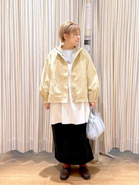 「studio CLIP（スタディオクリップ）のアイテム（ジャケット/アウター、ベージュ系）」を使った、✱ｎｏｎ✱さん（レディース・155cm）の春コーディネート