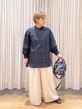 「studio CLIP（スタディオクリップ）のアイテム（トップス、ブルー系）」を使った、✱ｎｏｎ✱さん（レディース・155cm）の春コーディネート