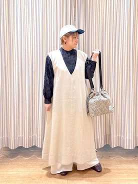 「studio CLIP（スタディオクリップ）のアイテム（ワンピース、ブラック系）」を使った、✱ｎｏｎ✱さん（レディース・155cm）の春コーディネート