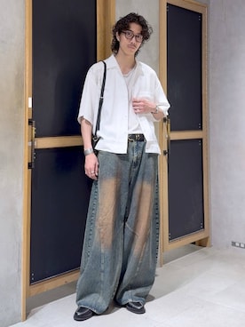 「RAGEBLUE（レイジブルー）のアイテム（シャツ/ブラウス）」を使った、三浦 慎平さん（メンズ・185cm）の夏コーディネート