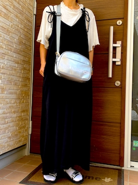 「黒サロペット」｜katakaoさん（レディース・158cm）の夏コーディネート