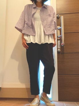 「アイテム（スリッポン、ゴールド系）」を使った、katakaoさん（レディース・158cm）の秋コーディネート