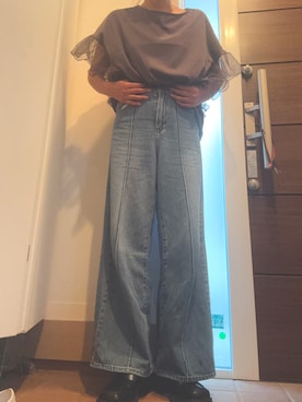 「袖フリル」｜katakaoさん（レディース・158cm）の夏コーディネート