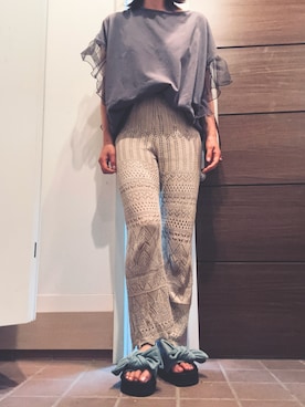「アイテム（サンダル、ブルー系）」を使った、katakaoさん（レディース・158cm）の夏コーディネート