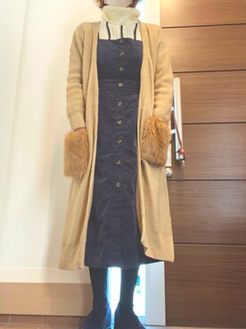 「chocol raffine robe（ショコラフィネローブ）のアイテム（その他アウター）」を使った、katakaoさん（レディース・158cm）の秋コーディネート