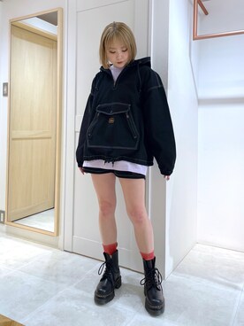 「x-girl_ootd」｜「アイテム（ブルゾン）」を使った、山口紗英さん（レディース・157cm）の春コーディネート