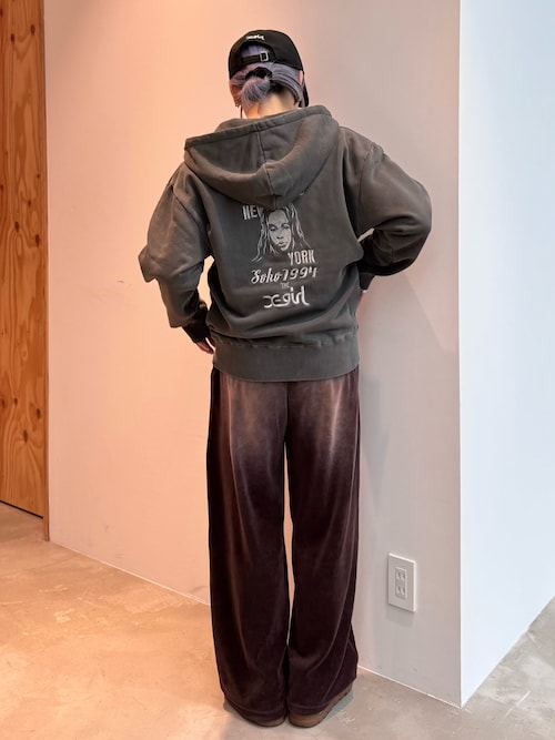 MIX LOGO & FACE FADED ZIP UP SWEAT HOODIE（パーカー）｜X-girl