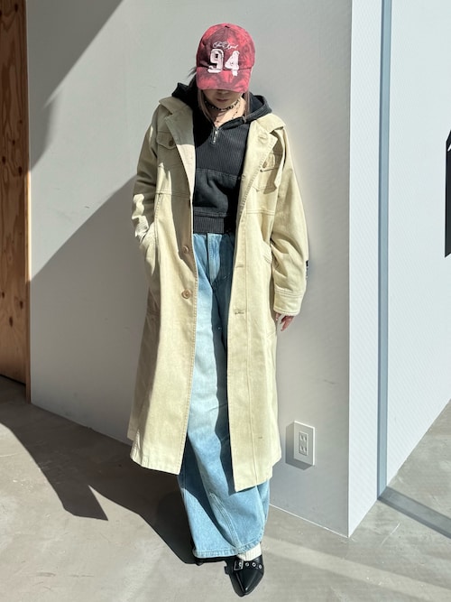 FADED WOVEN MIX HALF ZIP HOODED TOP（パーカー）｜X-girl（エックス