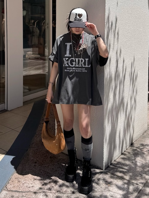 FADED I LOVE X-GIRL S/S BIG TEE DRESS（ワンピース）｜X-girl