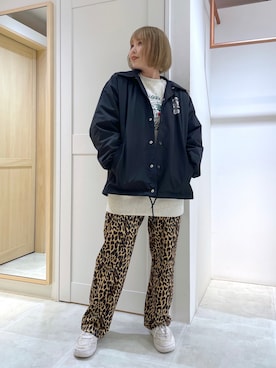 「x-girl_ootd」｜「アイテム（ブルゾン）」を使った、山口紗英さん（レディース・157cm）の春コーディネート