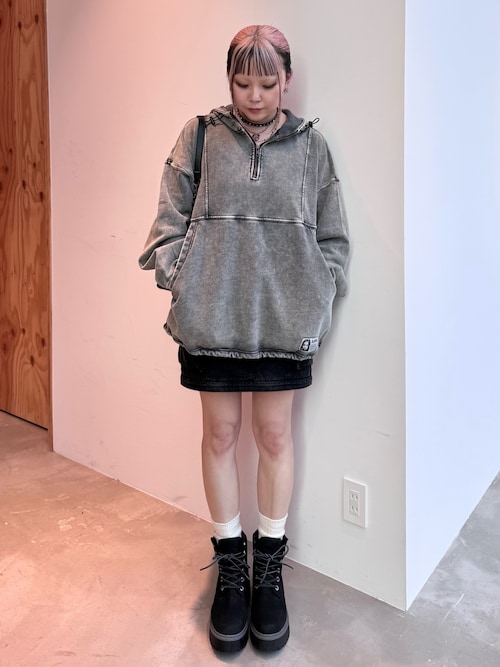 ぺぺた X-girl☆ANORAK SWEAT TOP☆サイズ2 セール】BLEACHED ANORAK SWEAT TOP（パーカー）｜X-girl（エックス