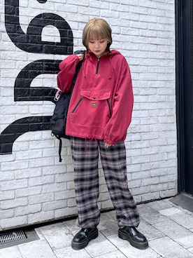 「x-girl_ootd」｜「アイテム（ブルゾン）」を使った、山口紗英さん（レディース・157cm）の秋コーディネート