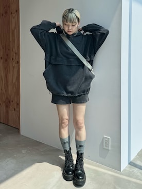 「X-girl（エックスガール）のアイテム」を使った、山口紗英さん（レディース・157cm）の夏コーディネート