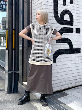 「x-girl_ootd」｜「アイテム（ワンピース/ドレス）」を使った、山口紗英さん（レディース・157cm）の春コーディネート