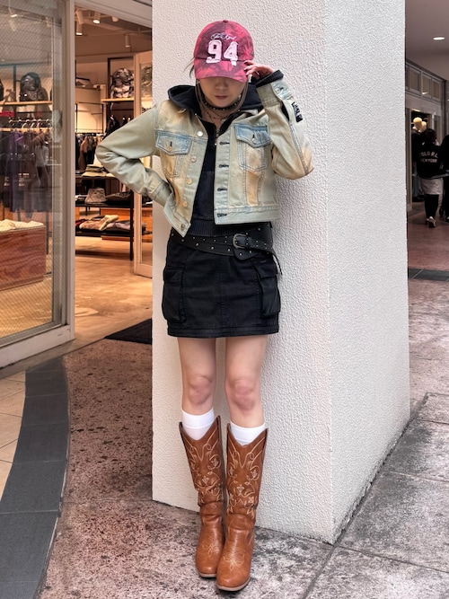 FADED WOVEN MIX HALF ZIP HOODED TOP（パーカー）｜X-girl（エックス