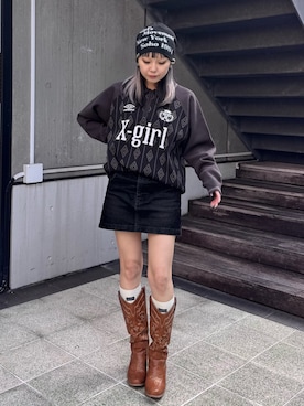 「X-girl（エックスガール）のアイテム」を使った、山口紗英さん（レディース・157cm）の秋コーディネート