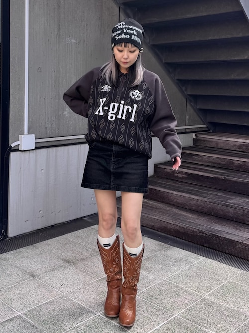 X-girl x UMBRO HALF ZIP JACQUARD KNIT TOP（ニット/セーター