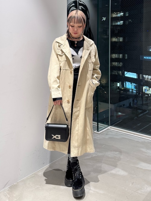 FADED STAND COLLAR LONG COAT（トレンチコート）｜X-girl（エックス
