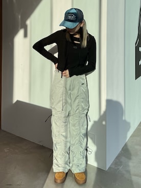 「X-girl（エックスガール）のアイテム」を使った、山口紗英さん（レディース・157cm）の秋コーディネート