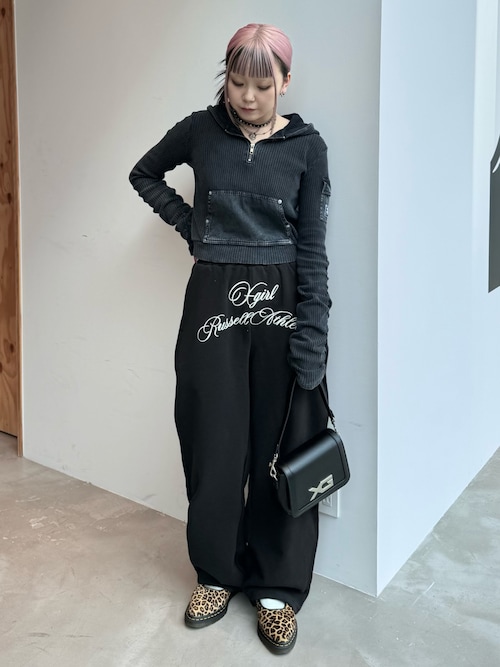 FADED WOVEN MIX HALF ZIP HOODED TOP（パーカー）｜X-girl（エックス