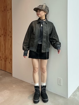 「X-girl（エックスガール）のアイテム」を使った、山口紗英さん（レディース・157cm）の秋コーディネート