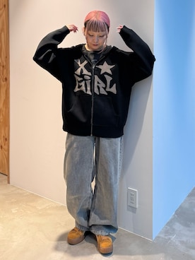 「X-girl（エックスガール）のアイテム」を使った、山口紗英さん（レディース・157cm）の秋コーディネート