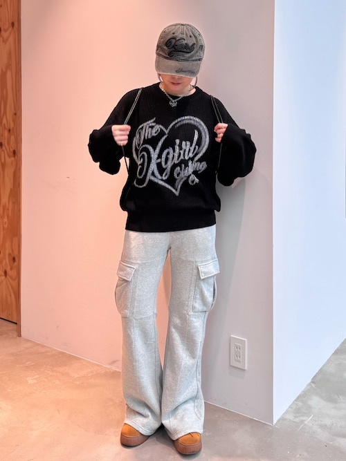 HEART SPRAY LOGO KNIT TOP（ニット/セーター）｜X-girl（エックス