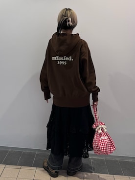 「MILKFED.（ミルクフェド）のアイテム」を使った、サエピさん（レディース・157cm）の秋コーディネート