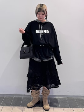 「MILKFED.（ミルクフェド）のアイテム」を使った、サエピさん（レディース・157cm）の秋コーディネート