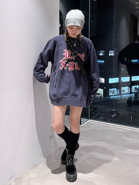 「X-girl（エックスガール）のアイテム」を使った、山口紗英さん（レディース・157cm）の秋コーディネート