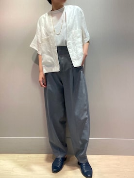 「麻ジャケット」｜mio daijoさん（レディース・154cm）の夏コーディネート