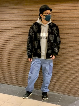 「BlackEyePatch（ブラックアイパッチ）のアイテム（ジャケット/アウター）」を使った、マングースさん（メンズ・173cm）の冬コーディネート