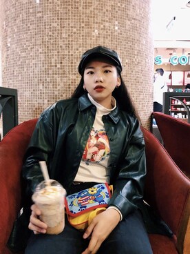 「PULL&BEAR（プルアンドベア）のアイテム（ジャケット/アウター）」を使った、張芷綺さん（レディース・169cm）の夏コーディネート