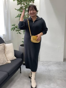 「マイベストコーデ2023」｜「アイテム（ワンピース/ドレス）」を使った、YuKiさん（レディース・152cm）の冬コーディネート
