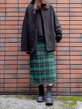 「アイテム（ノーカラーコート）」を使った、sasa0601さん（レディース・156cm）の冬コーディネート