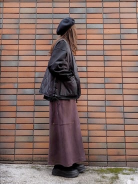 「アイテム（ハンチング/ベレー帽）」を使った、sasa0601さん（レディース・156cm）の秋コーディネート