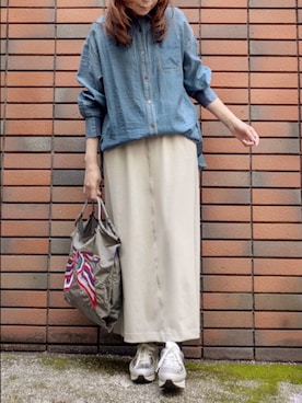 「KATHARINE ROSS（キャサリンロス）の【KATHARINE ROSS】シアーデニムシャツ（シャツ/ブラウス、ブルー系）」を使った、sasa0601さん（レディース・156cm）の春コーディネート